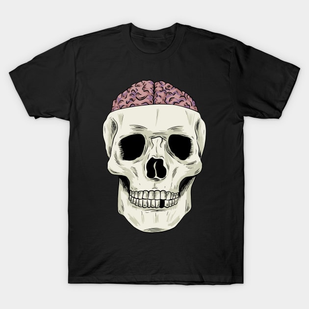 Skull showing Brain T-Shirt by Black Snow Comics